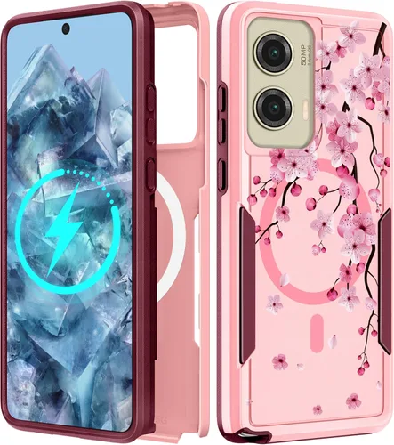 Vista 64 de Funda para Moto G 5G 2024 – Compatible con MagSafe para mujeres y niñas, bonita funda protectora magnética para teléfono, diseño femenino Kawaii