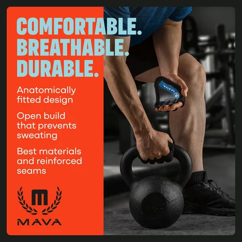 Vista 6 de Mava Sports Almohadillas de agarre de neopreno, una alternativa a los guantes de mano desnuda para levantamiento de pesas para mujeres y hombres