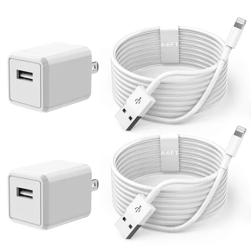 Vista 10 de Cargador para iPhone, [Certificado MFi de Apple], paquete de 2 cables Lightning de 3 pies cubo, cable de transferencia de carga para teléfono