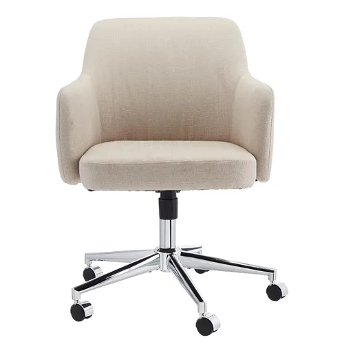 Vista 3 de Amazon Basics Silla de escritorio tapizada rodante para oficina en casa con giro de 360 grados, con brazos y altura ajustable - Beige, 25"P x