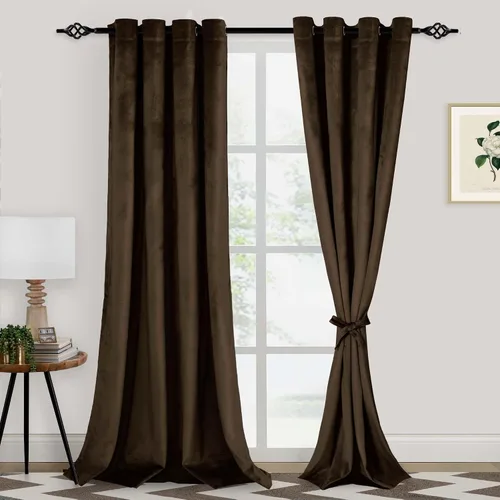 Vista 56 de XWZO Cortinas de terciopelo azul de 63 pulgadas de largo, elegantes cortinas de lujo suaves para sala de estar, aislamiento térmico, oscurecimiento