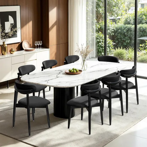 Vista 9 de CHUN YI Juego de 2 sillas de comedor tapizadas de madera maciza, sillas auxiliares de cocina de tela moderna de mediados de siglo con respaldo Beige