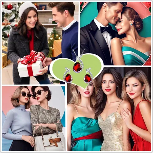 Vista 7 de la luen Collares de piedra natal de lágrima para mujeres y niñas, juego de aretes colgantes de diamantes de imitación ovalados con diamantes