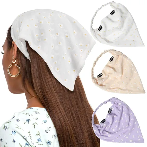 Vista 20 de AWAYTR - 3 diademas elásticas para el cabello para mujer con clip triangular Negro + Rojo + Albaricoque Crema