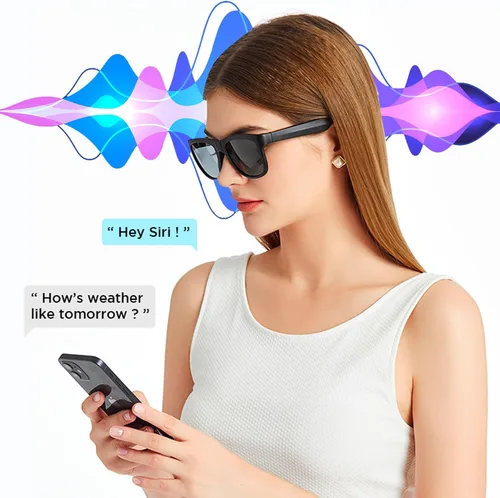 Vista 3 de GS01 Smart Bluetooth Gafas de sol, gafas de sol de audio con altavoz, lente polarizada UV400, música abierta del oído, control táctil