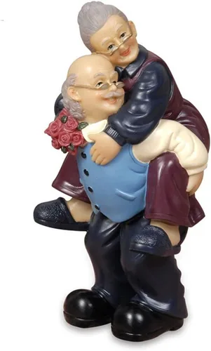 Vista 10 de Abuelos Padres Aniversario Regalo de Boda Resina Amante Pareja Mayor Figuras Vida Vejez Decoración del Hogar Día de la Madre con tarjeta de regalo