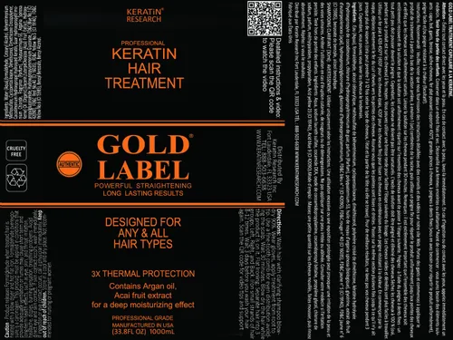 Vista 2 de Gold Label - Tratamiento profesional de queratina brasileña con fórmula súper mejorada específicamente diseñada para tipos de cabello grueso