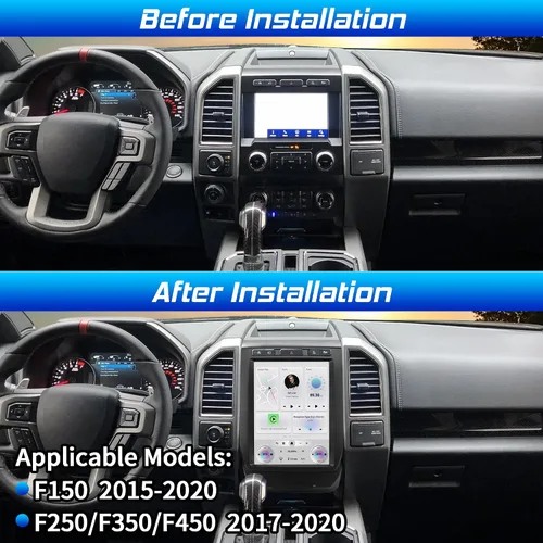 Vista 2 de Radio Cidava F150, estéreo CarPlay para F150 2015-2020, Super Duty 2017-2022 12.1 Inch Android Head Unit Replacement, Support Wired and Wireless