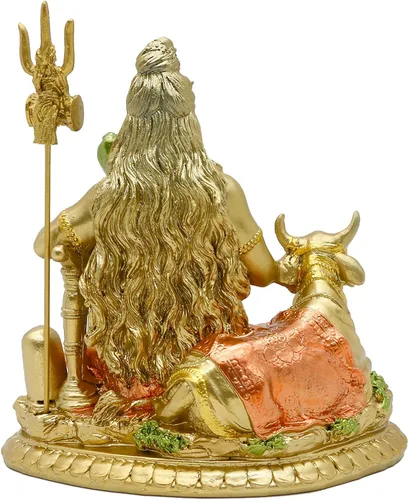 Vista 9 de Estatua de vaca hindú Dios Señor Shiva y Nandi - Escultura de ídolo de resina India Murti Shiva con Tridente Indio Casa Oficina Mandir Diwali Pooja