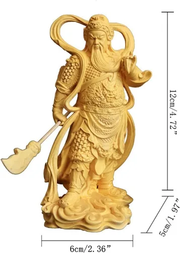 Vista 2 de Feng Shui Decor Estatua de Guan Gong, estatua de madera maciza del Dios de la riqueza Guan Yu, decoración de oficina en casa, figura de Guan Di