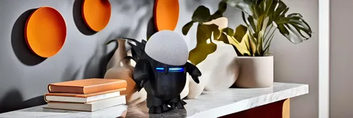 Vista 7 de Splin Soporte de mesa compatible con Amazon Alexa Smart Speaker Echo Dot (4ª y 5ª generación) y Apple HomePod Mini, estilo Echosaurus (negro)
