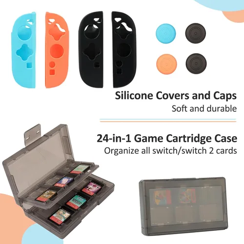 Vista 7 de Accessories for Switch 2 - Family Bundle for Nintendo Switch 2,Carry Case,Portable Joy Con Charger,4 Pack Steering Wheels and Hand Grips,Dockable