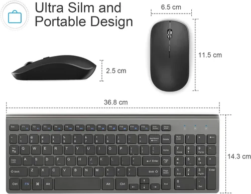 Vista 4 de JOYACCESS Combo de teclado y mouse inalámbricos, 2.4G compacto y ultra delgado teclado inalámbrico y mouse para Windows, computadora, escritorio