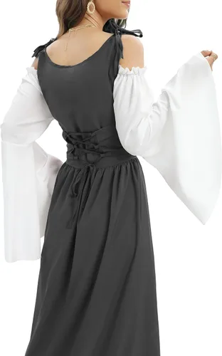 Vista 5 de Vestido renacentista para mujer, vestido medieval para mujer, disfraz renacentista para mujer, vestido irlandés, vestido de feria renacentista