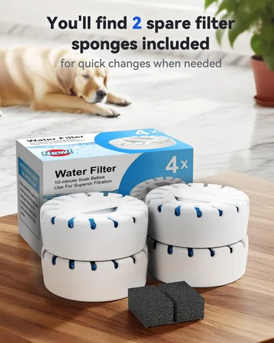 Vista 10 de Paquete de 4 filtros de agua de repuesto para fuente de agua IAD para perros grandes, sin BPA, dura 2 meses por filtro, compatible con fuentes