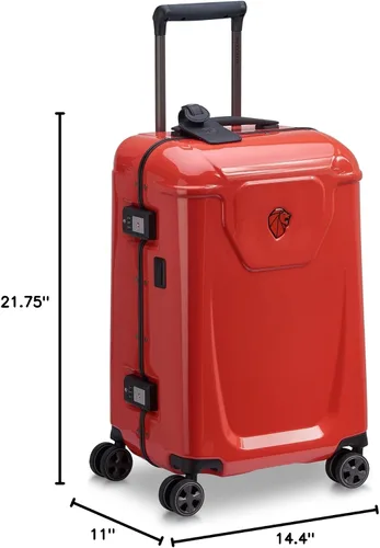 Vista 9 de DELSEY Paris Peugeot Voyages - Maleta rígida con ruedas giratorias, Rojo brillante, Peugeot Equipaje rígido Voyages con ruedas giratorias