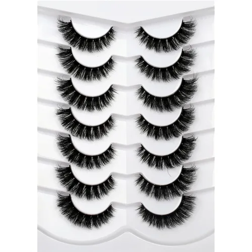 Vista 57 de Pooplunch - Pestañas postizas estilo ojo de gato, extensión de volumen 8D natural, finas, cortas, de visón sintético, tiras de pestañas postizas