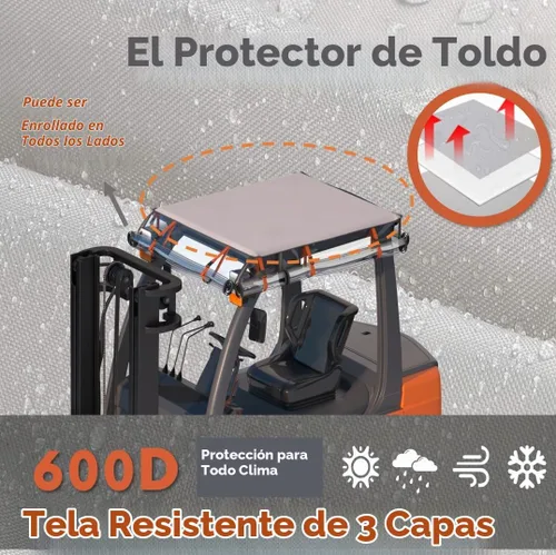Vista 4 de Funda para carretilla elevadora, protección para todo tipo de clima, ajuste universal para 6000 libras, EVA impermeable, tela plateada