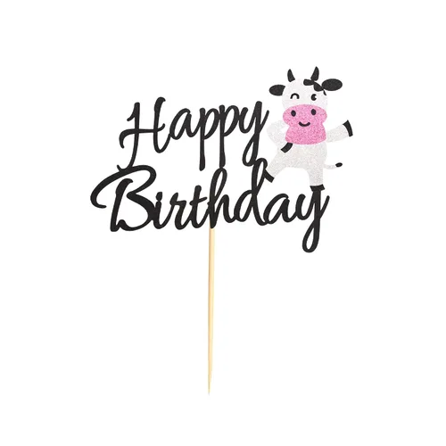 Vista 2 de 1 decoración para pastel de cumpleaños con diseño de vaca, animales de granja, decoración de pastel de vaca para temática de vaca, baby shower