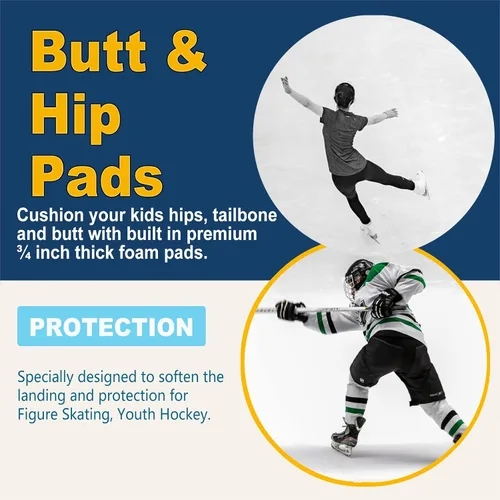 Vista 2 de Pantalones cortos con almohadilla para el trasero para patinaje, snowboard, esquí, hockey, pantalones cortos acolchados con protección