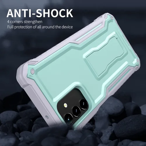 Vista 6 de Funda para Samsung Galaxy A13 5G / 4G, protección de grado militar a prueba de golpes con protector de pantalla HD de vidrio templado y soporte Verde
