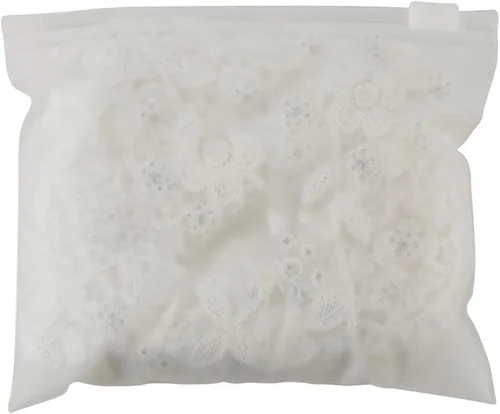Vista 8 de Velo de capilla bordado floral blanco con borlas, 68 pulgadas