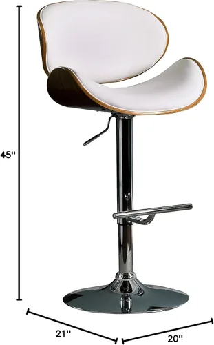 Vista 2 de AC Pacific ACBS34 Taburete giratorio de piel sintética ajustable para isla de cocina con marco curvado y elegante base cromada, sillas de mostrador
