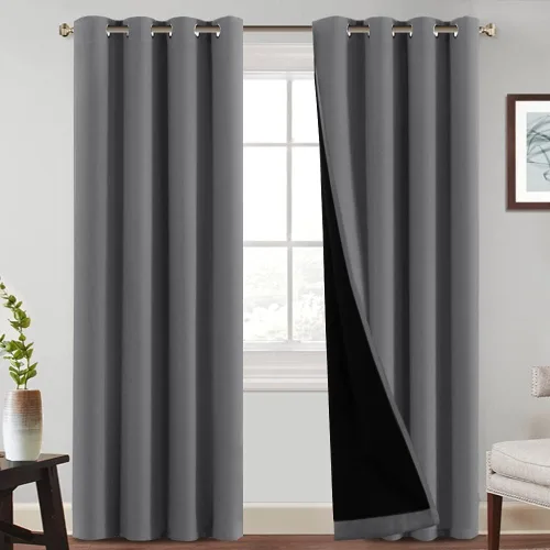 Vista 18 de PrinceDeco Cortinas 100% opacas de 54 pulgadas de largo, completamente opacas, tratamiento de ventanas, cortinas forradas con aislamiento térmico