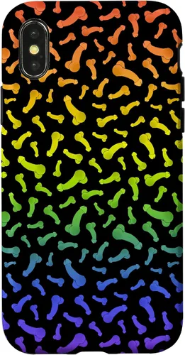 Vista 5 de Funda negra con diseño de pene o polla arcoíris para iPhone 17