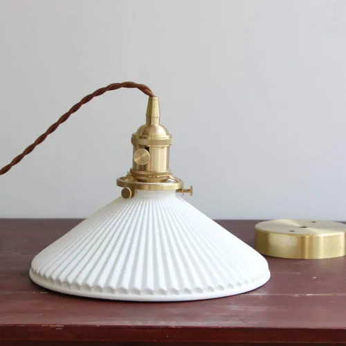 Vista 5 de E26 Moderna lámpara colgante creativa minimalista, lámpara de cerámica blanca, lámpara colgante de comedor, luz colgante de barra de noche