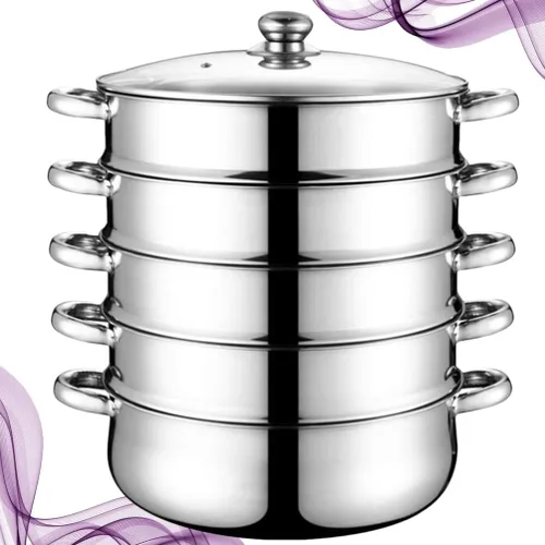 Vista 8 de YARNOW Olla de acero inoxidable para salsas, vaporera, utensilios de cocina, vaporizador de verduras, utensilios de cocina, ollas, cacerola, cesta