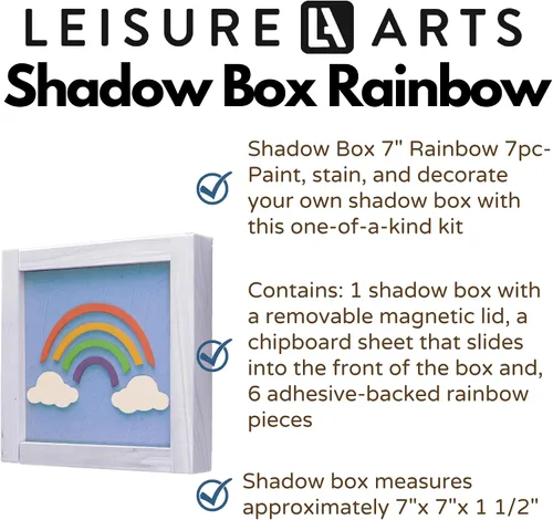 Vista 2 de Leisure Arts Caja de sombra de arco iris de 5.5 x 6 pulgadas, kit de 7 piezas, cajas de sombra, caja 3D para principiantes, proyectos de madera