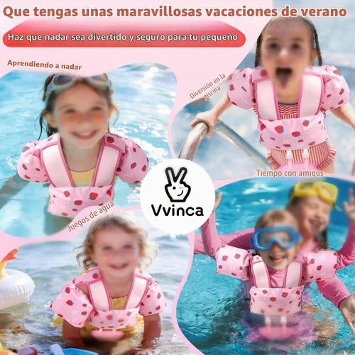 Vista 7 de Vvinca Puddle Kid Jumper for 20-60 Lbs, Toddler Pool Floaties for Kids 2-4 01-fresa