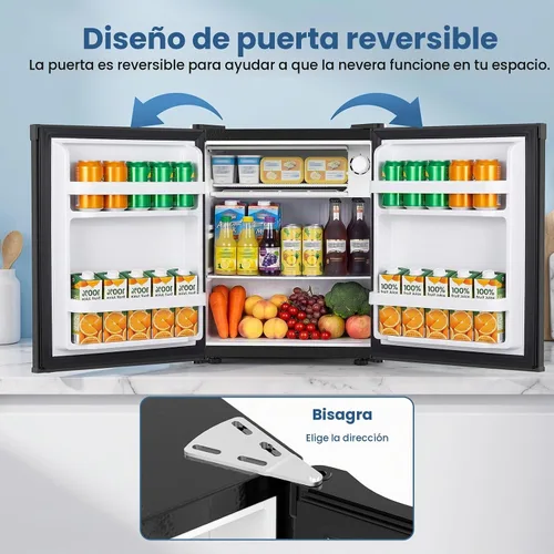 Vista 3 de COWSAR Mini refrigerador de 1.3 pies cúbicos, refrigerador compacto Negro