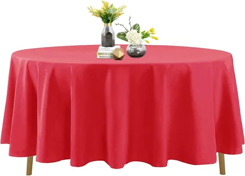 Vista 111 de Mantel de poliéster lavable de 132 pulgadas, resistente a las manchas y a las arrugas, mantel decorativo para mesa de comedor, fiestas de bufé