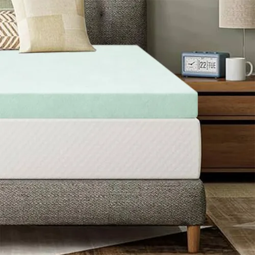 Vista 3 de Treaton, 2-Inch High Density Medium Firm Foam Mattress Topper, CertiPUR-US Certified for Superior Comfort and Support, Full, Green