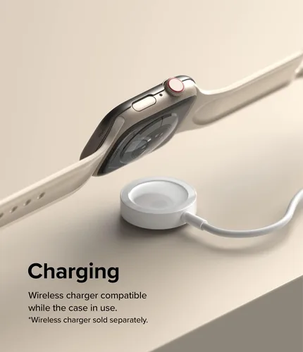 Vista 7 de Ringke Estilo de bisel [elegante marco de acero inoxidable] compatible con Apple Watch Series 9, 8, 7 (1.772 pulgadas), protector antiarañazos, Gris