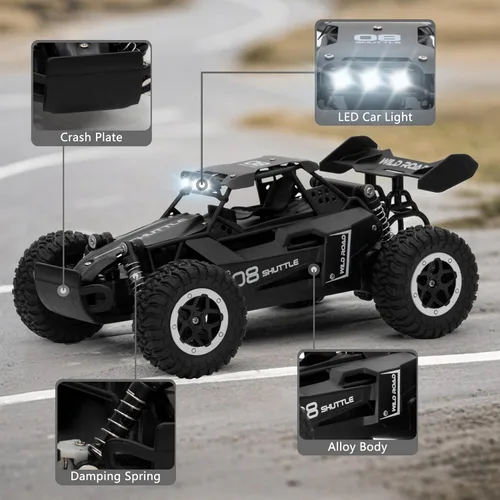 Vista 6 de Coche de control remoto RC Cars 1:16 All Terrain Monster Truck LED, 2WD Off Road Hobby RC 2.4GHz de alta velocidad, 20 Km/h RC Car Juguetes Regalo