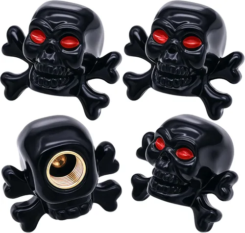 Vista 55 de 4 piezas de tapas de válvula de neumático estilo Cobra, forma de cabeza de serpiente, tapas universales de válvula de neumático con núcleo de cobre