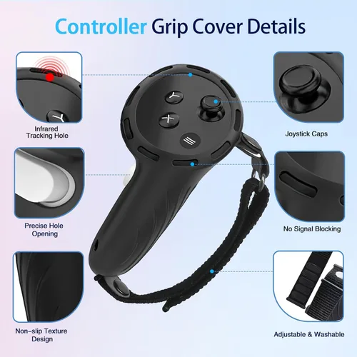 Vista 4 de 8-in-1 Silicone Cover Set for Meta Quest 3s Accessories, Juylay VR Protective Cover Accessories for Oculus Quest 3S with Facial Interface, Shell