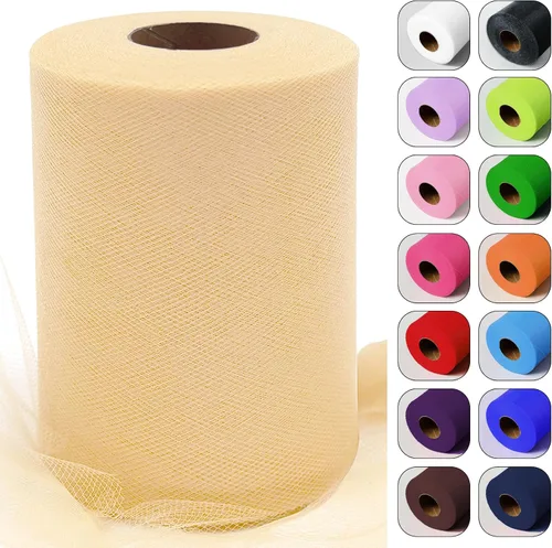 Vista 40 de Rollos de tela de tul verde ácido de 6 pulgadas por 100 yardas (300 pies) Cinta de tul para tutú, falda, envoltorio de regalo, decoración de boda