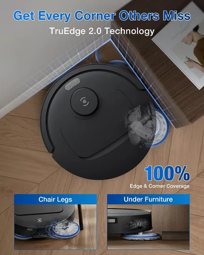 Vista 3 de ECOVACS DEEBOT T30C Aspiradora Robot y Trapeadora, Succión de 20,000Pa, Trapeado de Borde Adaptativo TruEdge, Tecnología ZeroTangle 2.0, Lavado