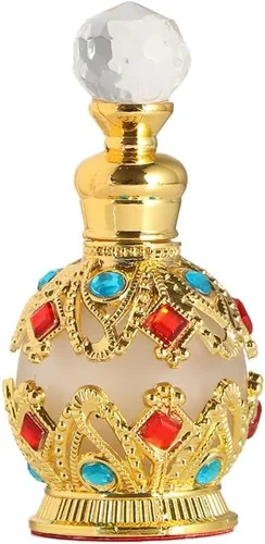 Vista 9 de 1 botella de perfume de metal antiguo de 3/0.5 fl oz de estilo árabe aceites esenciales con gotero (color : B 0.5 fl oz)
