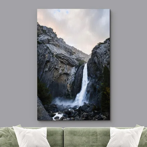 Vista 2 de wall26 Lienzo impreso para pared, cascada de montaña islandesa al anochecer, naturaleza, desierto, fotografía, realismo, paisaje decorativo
