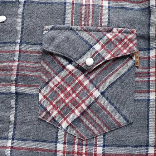 Vista 4 de Dubinik Camisa de franela para hombre, estilo vaquero occidental, con botones y perlas, para hombre, manga larga, vintage, a cuadros