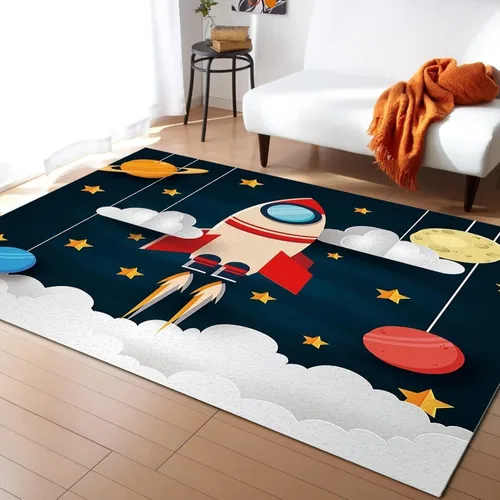 Vista 9 de Alfombras modernas de mediados de siglo cincuenta, colores retro atómicos sin costuras, alfombra de pasillo para exteriores, antideslizante, área
