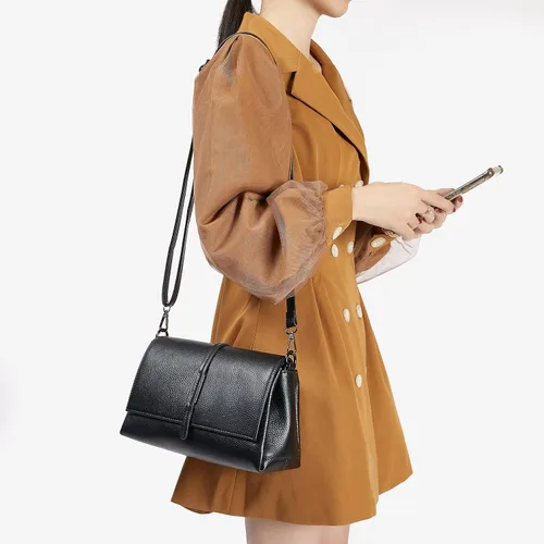 Vista 7 de SHESTORY Bolsos de hombro de cuero genuino para mujer, bolsos cruzados para mujer