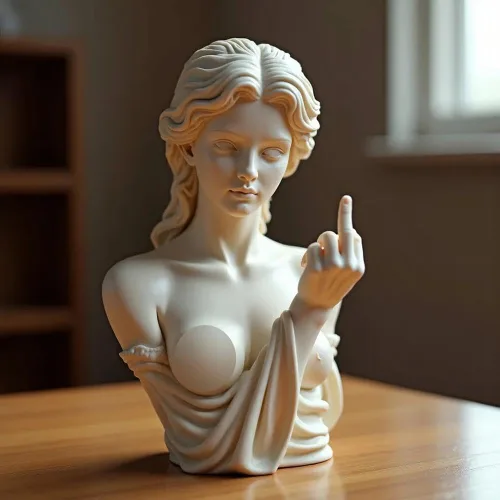 Vista 4 de Venus con estatua de actitud, figura de resina de dedo medio sin complejos, decoración de arte moderno atrevida para el hogar y la oficina, estatua
