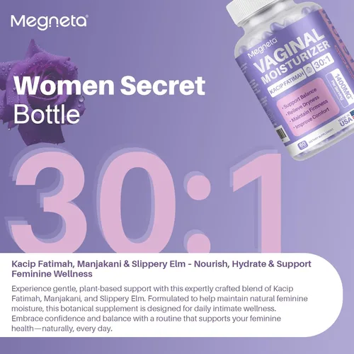 Vista 4 de Hidratante vaginal, Kacip Fatimah 1,000 mg y Manjakni 200mg para la salud íntima femenina, olmo resbaladizo para mujeres, vegano, 60 cápsulas