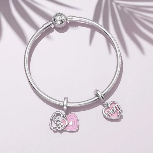 Vista 2 de SEVENWELL Dijes familiares para Pandora, plata de ley 925 con forma de corazón y flores para pulsera, mamá, hermana, hija, esposa, nana, mejor amiga